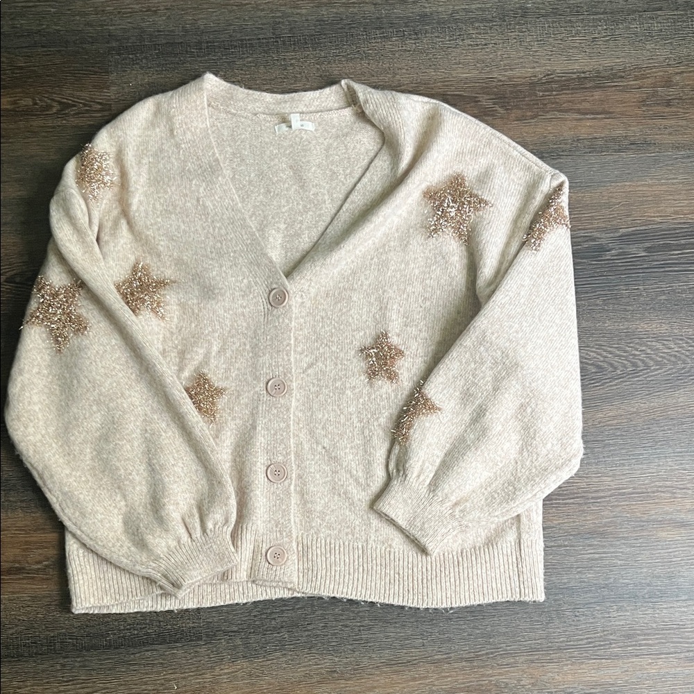 Women's Cream Cardigan with Star Accents